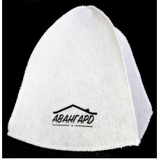 Шапка для лазні, шапка для сауни білого кольору з логотипом